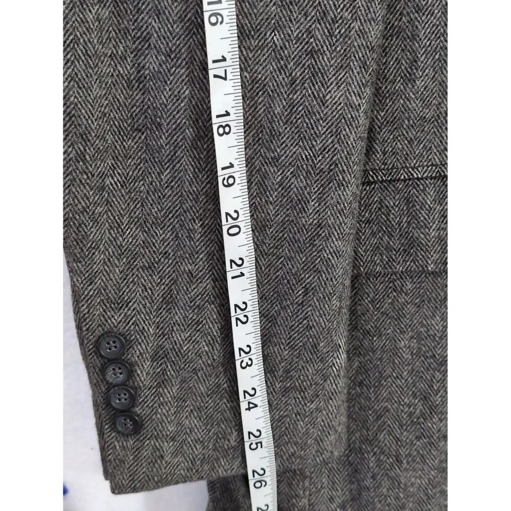 Robert Stock Sport‎ Coat Mens 46L Charcoal Gray Camel Hair Blend Herringbone